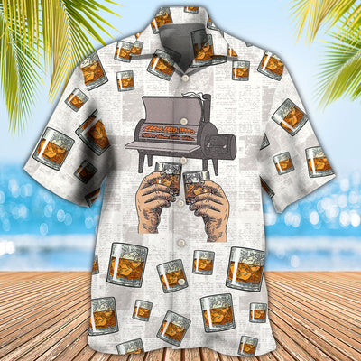 Wine Bourbon I Like Bourbon My Smoker And Maybe 3 People - Hawaiian Shirt - Owls Matrix LTD