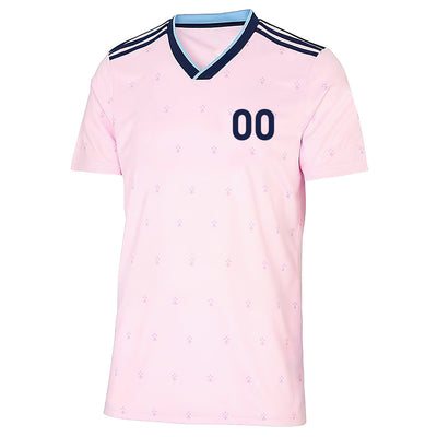 Custom Pink Pastel And Blue Sky Navy - Soccer Uniform Jersey