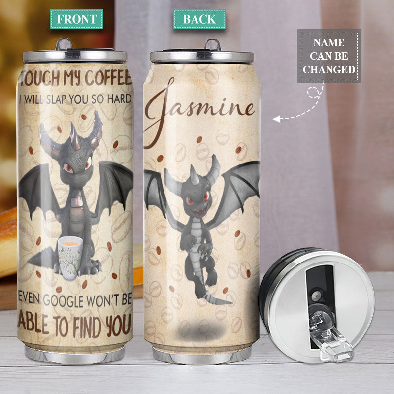 M Dragon And Coffee Personalized - Soda Can Tumbler - Owls Matrix LTD