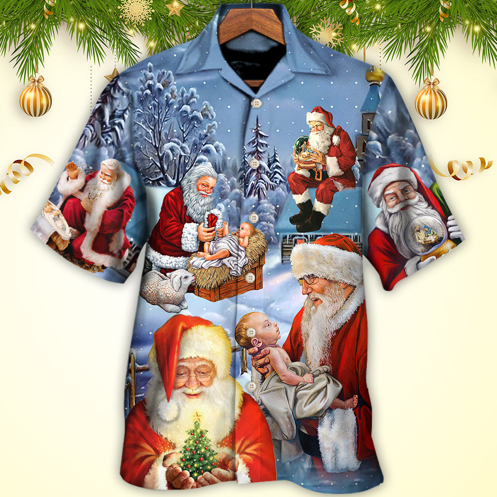 Christmas Santa Love Jesus Happy Xmas Is Coming - Hawaiian Shirt - Owls Matrix LTD