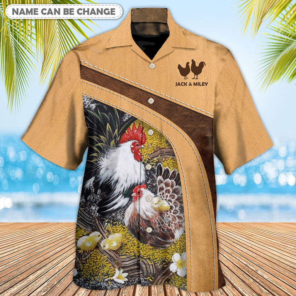 Chicken An Old Rooster And His Cute Chick Personalized - Hawaiian Shirt - Owls Matrix LTD