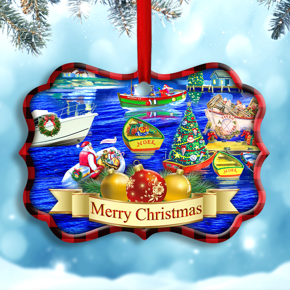 Christmas We Wish You A Merry Christmas - Horizonal Ornament - Owls Matrix LTD