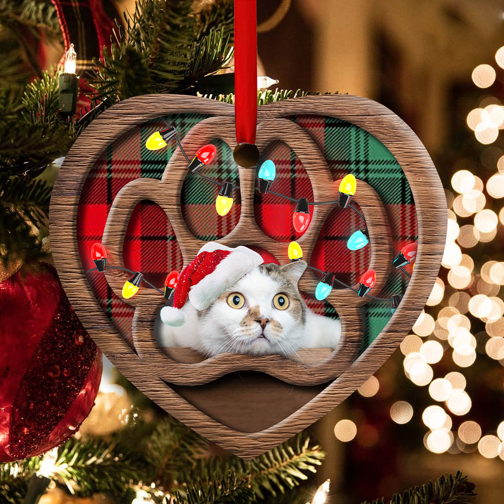 Christmas Meowy Xmas Gifts For Cat Lovers - Heart Ornament - Owls Matrix LTD