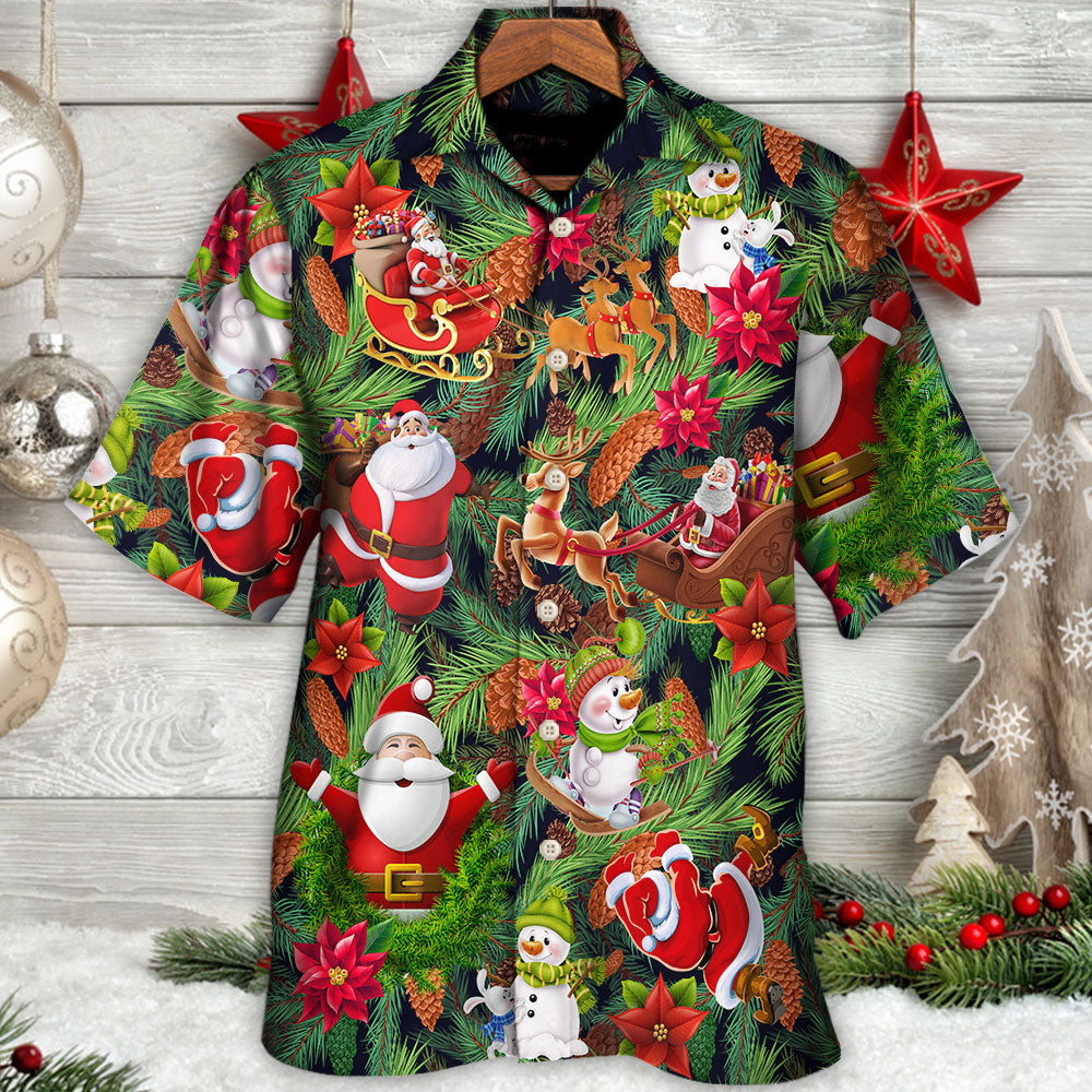Christmas Santa Snowman Merry Xmas To Everyone - Hawaiian Shirt - Owls Matrix LTD