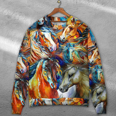 Horse Face Colorful Cool Art Style - Sweater - Ugly Christmas Sweaters - Owls Matrix LTD