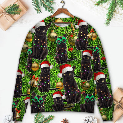 Black Cat Christmas Merry Xmas - Sweater - Ugly Christmas Sweaters - Owls Matrix LTD