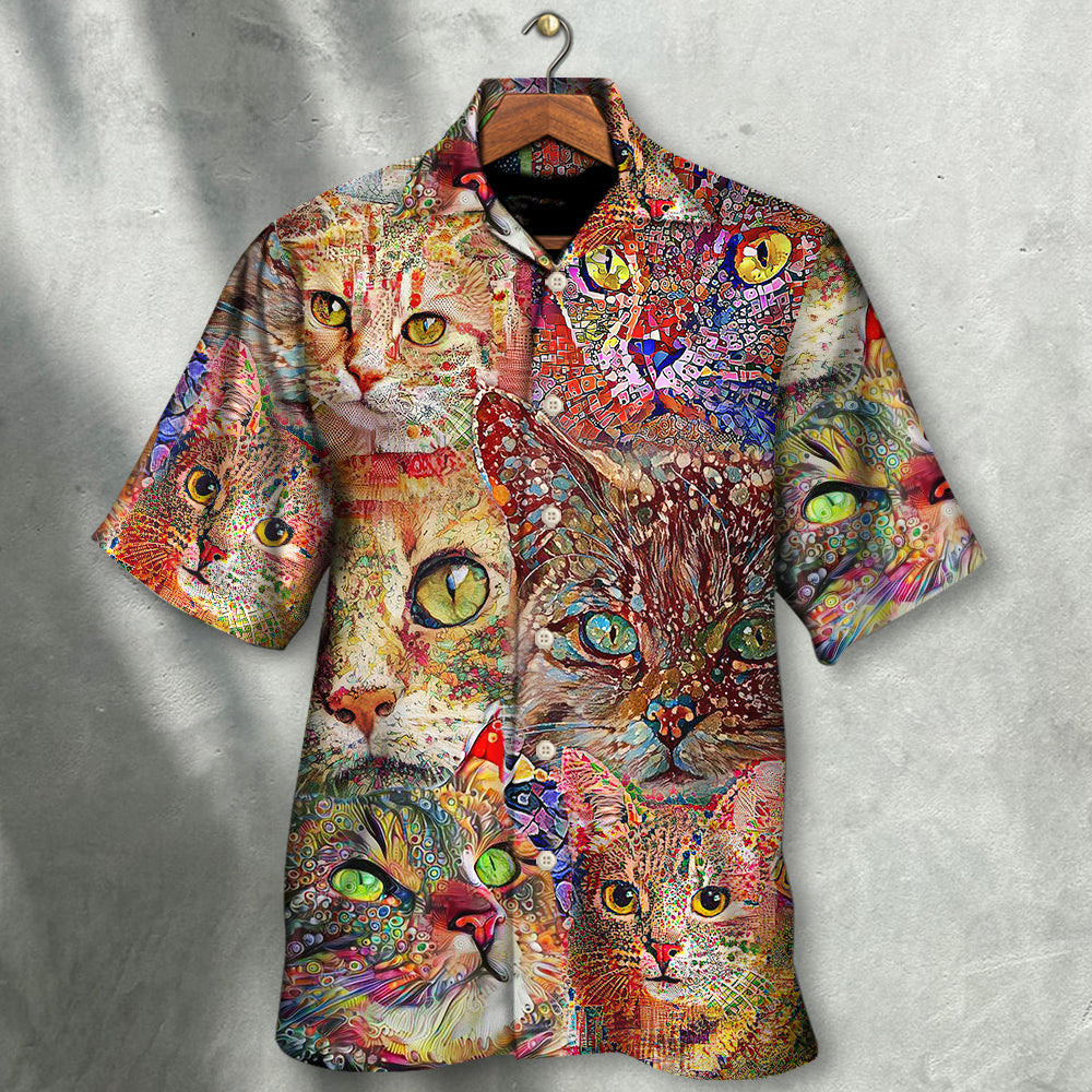 Cat Art Lover Funny Cat Colorful - Hawaiian Shirt - Owls Matrix LTD