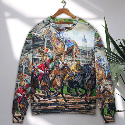 Horse Racing Be Strong Be Brave - Sweater - Ugly Christmas Sweaters - Owls Matrix LTD