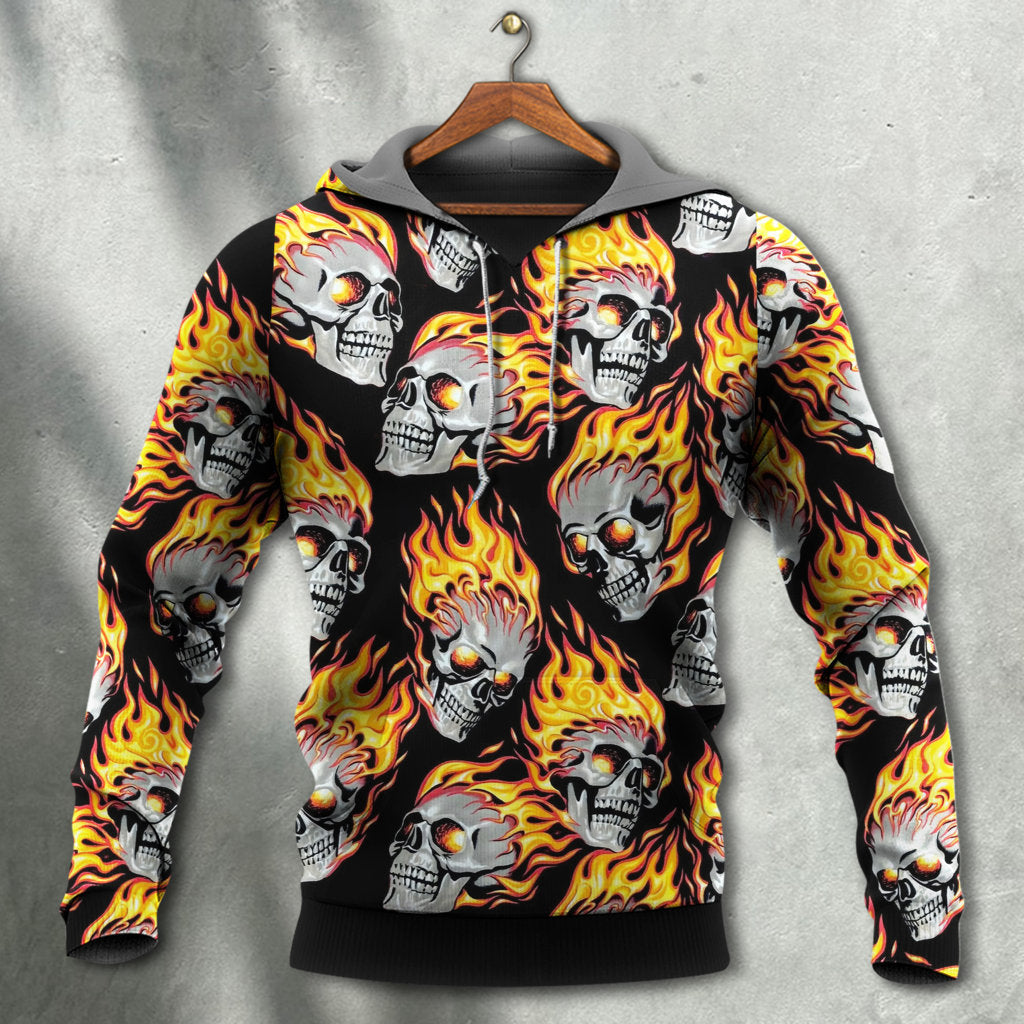 Skull Cool On Fire - Hoodie - Owls Matrix LTD