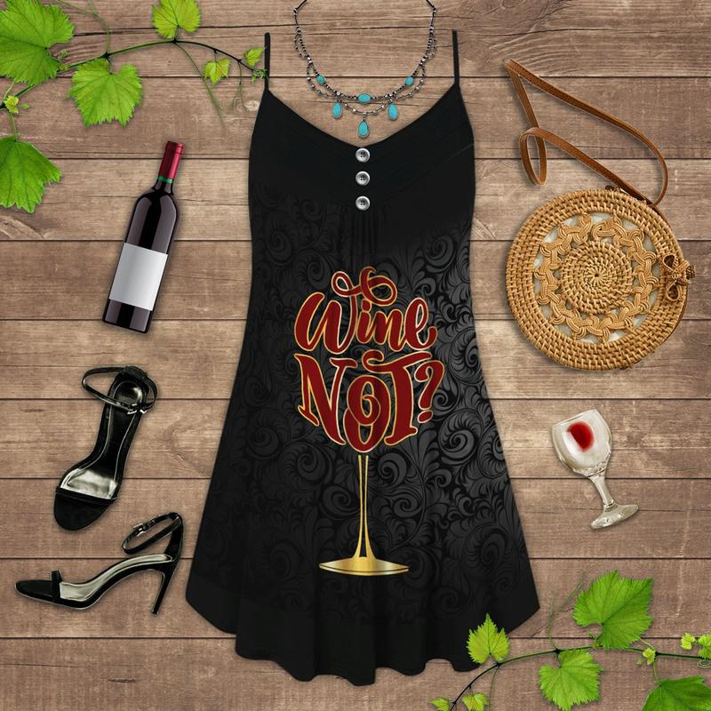 Wine And Summer Vibes Why Not - Summer Dress - Owls Matrix LTD
