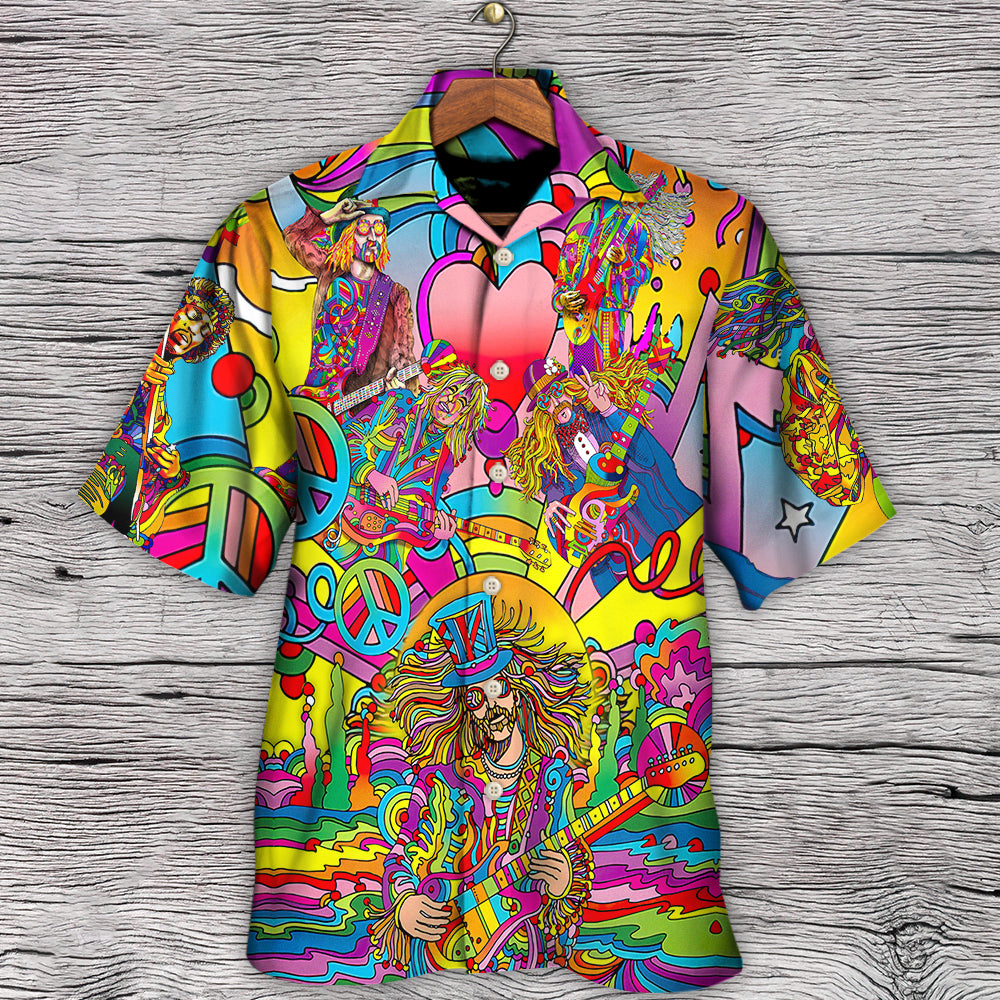 Hippie Music Guitar Psychedelic Musician - Hawaiian Shirt - Owls Matrix LTD