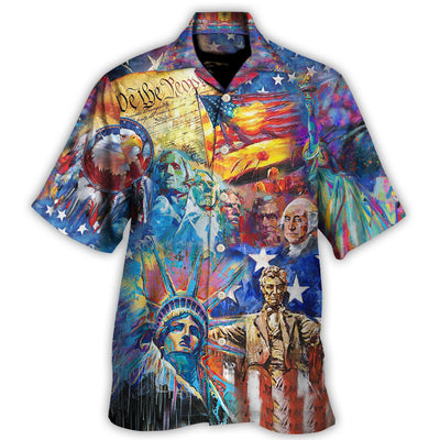 Hawaiian Shirt / Adults / S America My Patriotic Heart Beats Red White And Blue - Hawaiian Shirt - Owls Matrix LTD