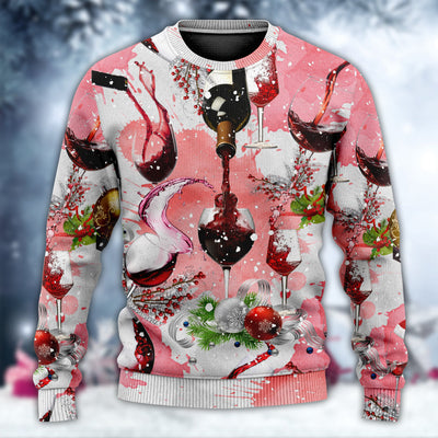 Wine Drinking A Glass Of Fine Wine On Christmas - Sweater - Ugly Christmas Sweaters - Owls Matrix LTD