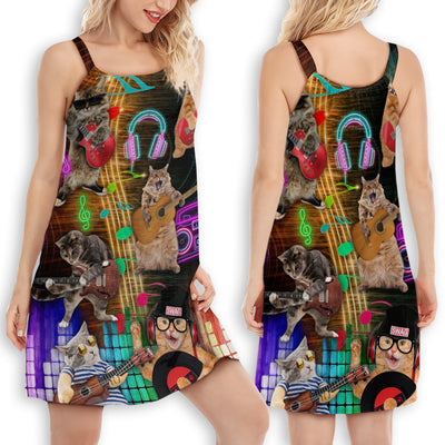 Cat Rocker Lovely Style - Women's Sleeveless Cami Dress - Owls Matrix LTD