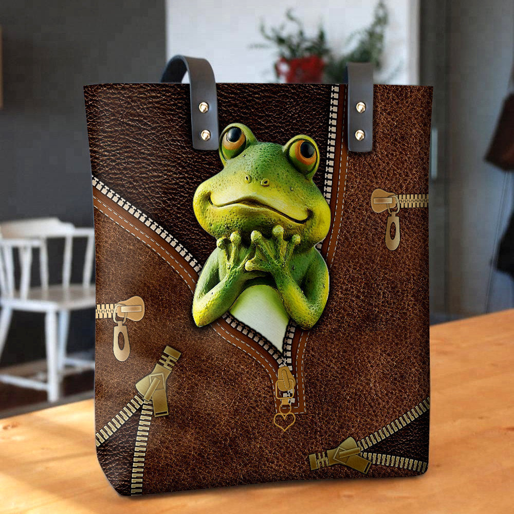 Frog So Cute In My Bag - Leather Hand Bag - Owls Matrix LTD