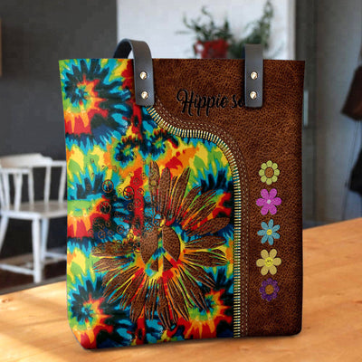 Hippie Soul Color Peaceful - Leather Hand Bag - Owls Matrix LTD