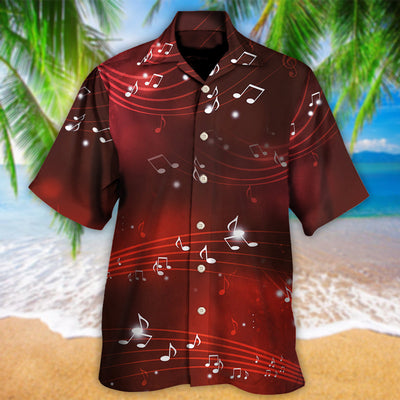 Music Musical Notes And Blurry Lights On Dark Red - Hawaiian Shirt - Owls Matrix LTD