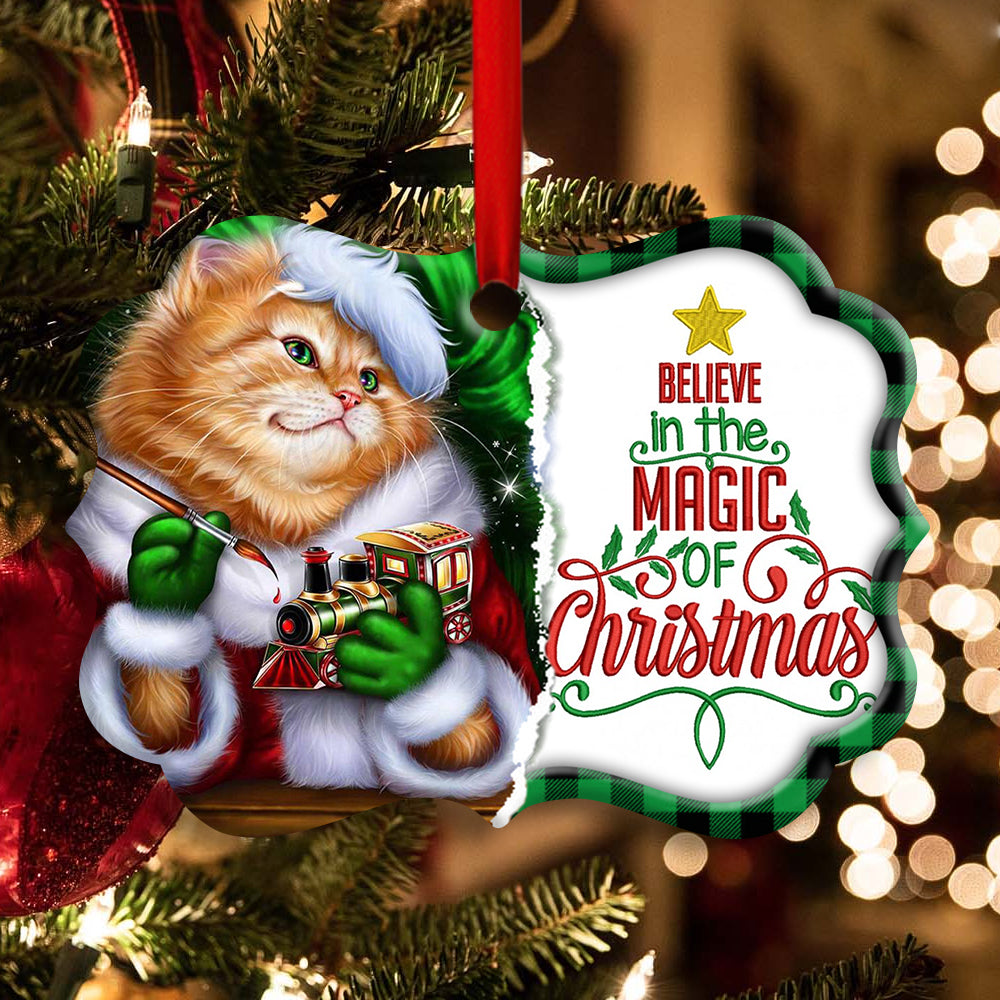Christmas Cat Cute Kitten Meowy Xmas - Horizontal Ornament - Owls Matrix LTD