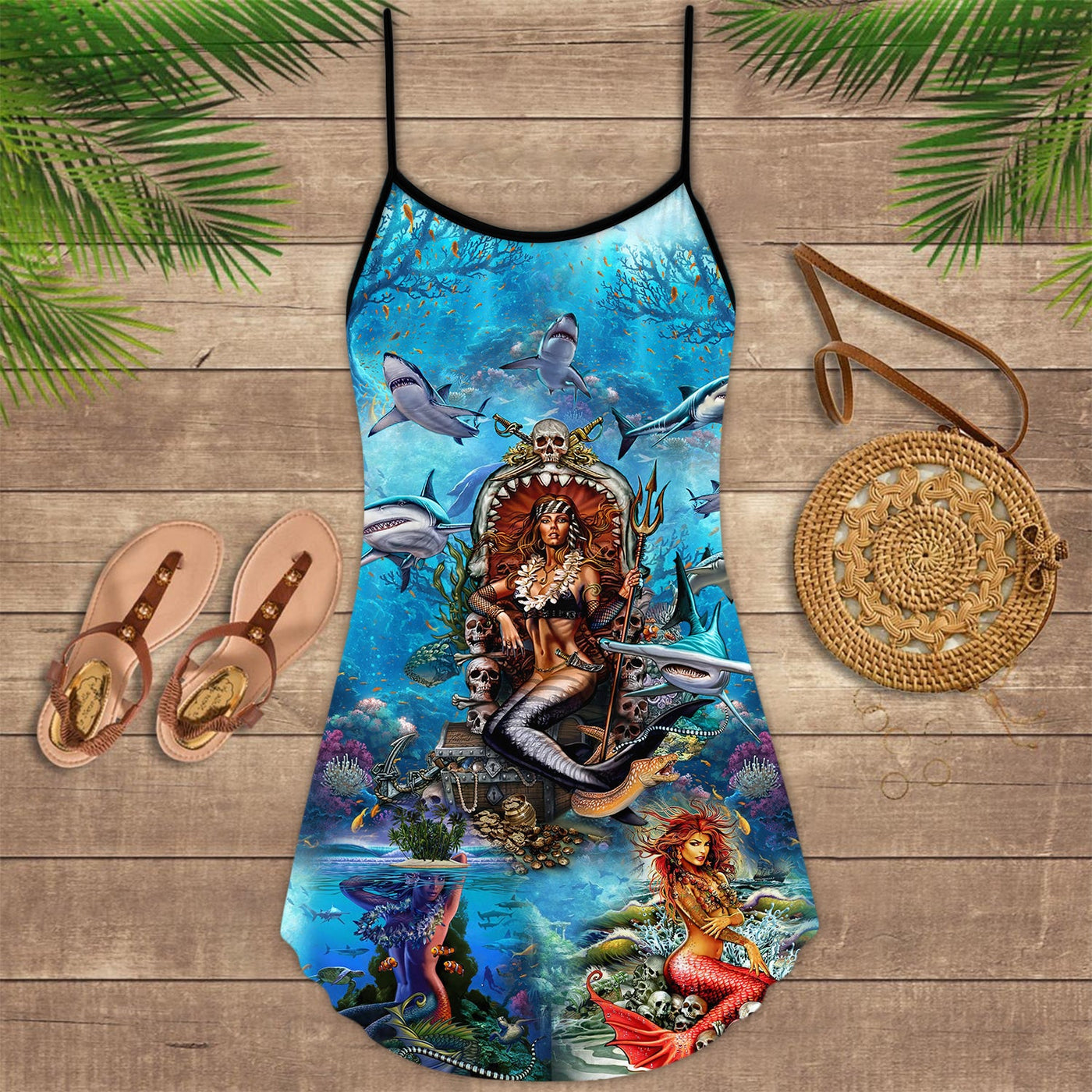 Mermaid Beautiful And Skull - Summer Dress - Owls Matrix LTD