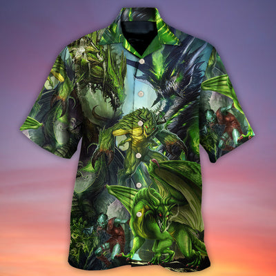 Dragon Green Skull Lover Art Style - Hawaiian Shirt - Owls Matrix LTD