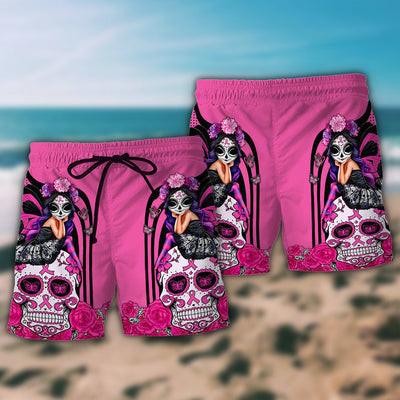 Breast Cancer Awareness Fight Like A Girl Breast Cancer Awareness - Beach Short - Owls Matrix LTD