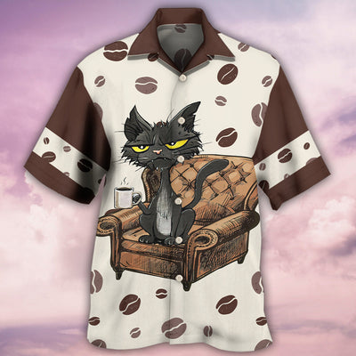 Coffee Black Cat My Coffee And I - Hawaiian Shirt - Owls Matrix LTD