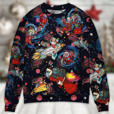 Chrismas Santa In The Space - Sweater - Ugly Christmas Sweaters - Owls Matrix LTD