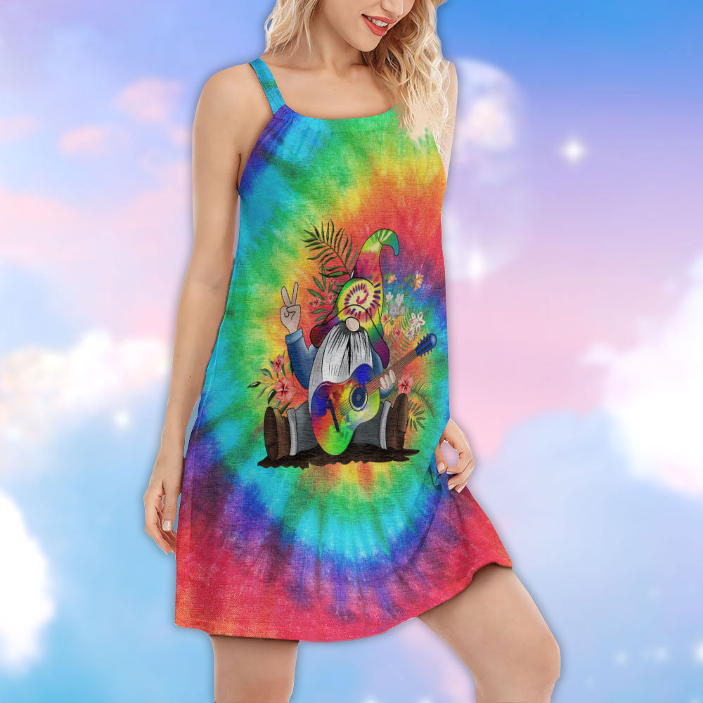 Hippie Believe In The Power Of Music Hippie Gnome - Women's Sleeveless Cami Dress - Owls Matrix LTD