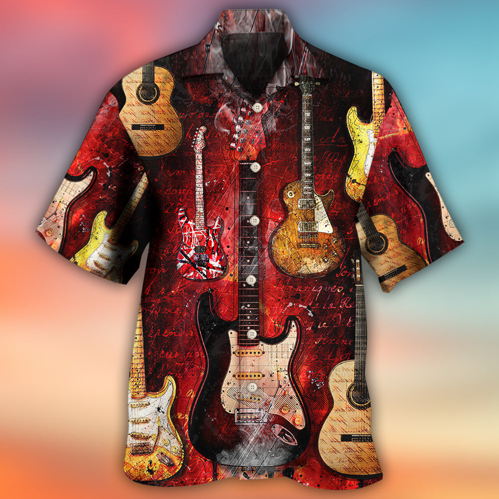 Guitar Abstract Halloween Guitar Art Style - Hawaiian Shirt - Owls Matrix LTD