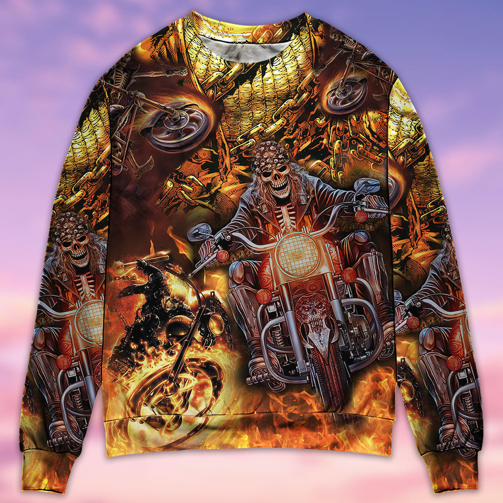 Skull Motorcycle Racing Fast Fire - Sweater - Ugly Christmas Sweaters - Owls Matrix LTD