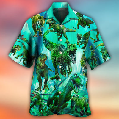 Dinosaur Running Cool Style - Hawaiian Shirt - Owls Matrix LTD