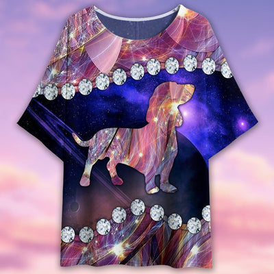 Dachshund Diamond Bling Style - Women's T-shirt With Bat Sleeve - Owls Matrix LTD