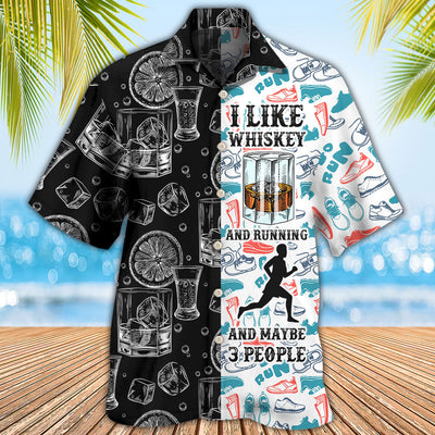 Wine Whiskey I Like Whiskey And Running - Hawaiian Shirt - Owls Matrix LTD