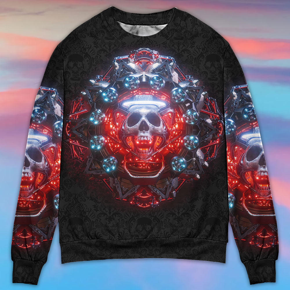 Skull Electric Dream Or Die - Sweater - Ugly Christmas Sweaters - Owls Matrix LTD