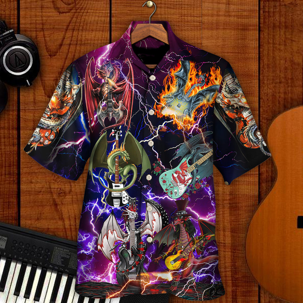Guitar Dragon Play Until They Die - Hawaiian Shirt - Owls Matrix LTD