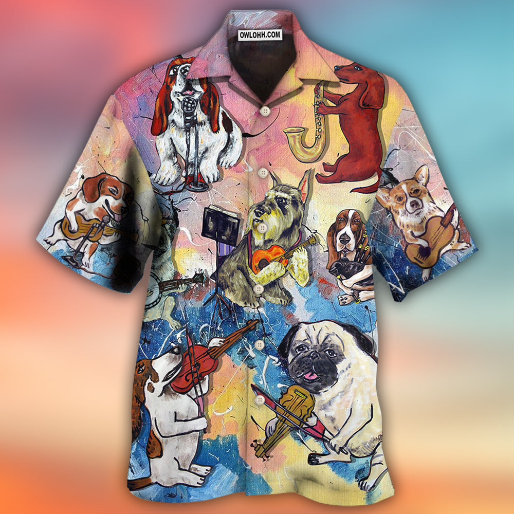 Dog Lover Funny Music Art Style - Hawaiian Shirt - Owls Matrix LTD