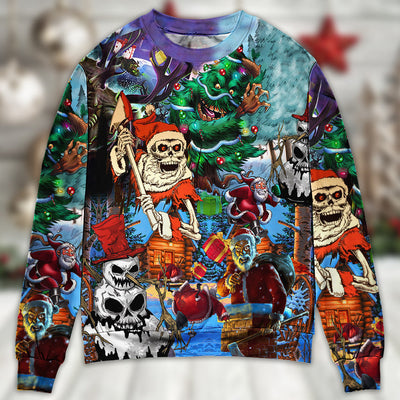 Christmas Skull And Christmas Scary - Sweater - Ugly Christmas Sweaters - Owls Matrix LTD