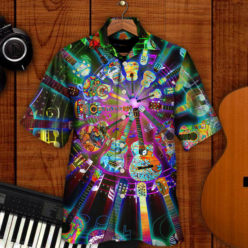 Hippie Funny Guitar Music Colorful - Hawaiian Shirt - Owls Matrix LTD