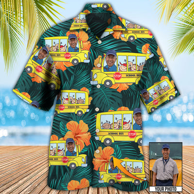 School Bus Driver Tropical Custom Photo - Hawaiian Shirt - Owls Matrix LTD