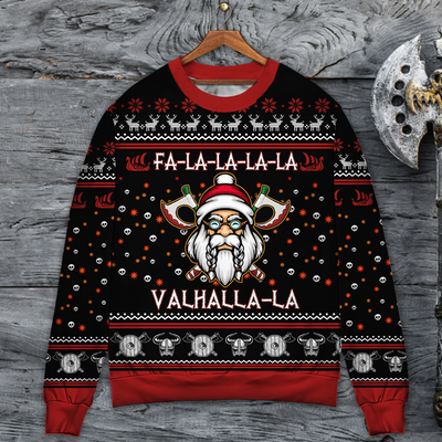 Viking Valhalla White And Red - Sweater - Ugly Christmas Sweaters - Owls Matrix LTD