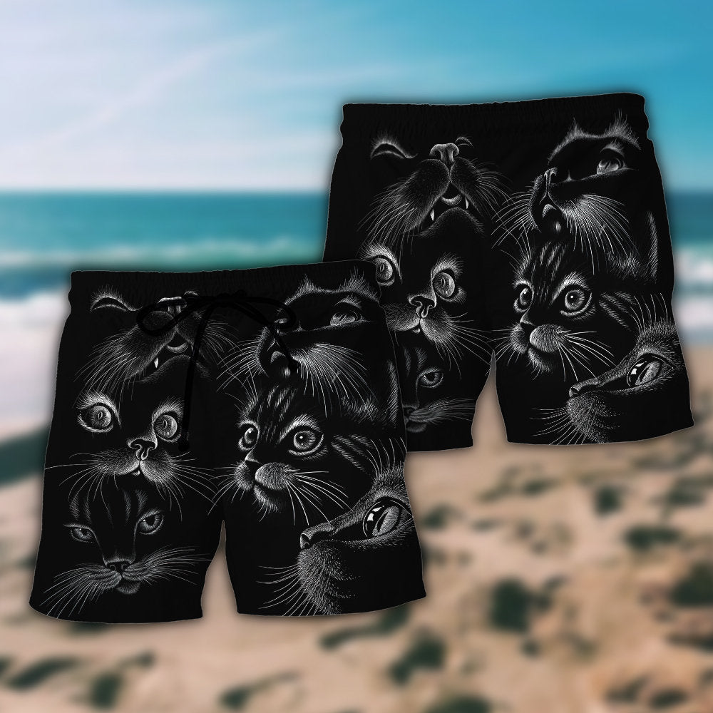 Black Cat Awesome Amazing Style - Beach Short - Owls Matrix LTD