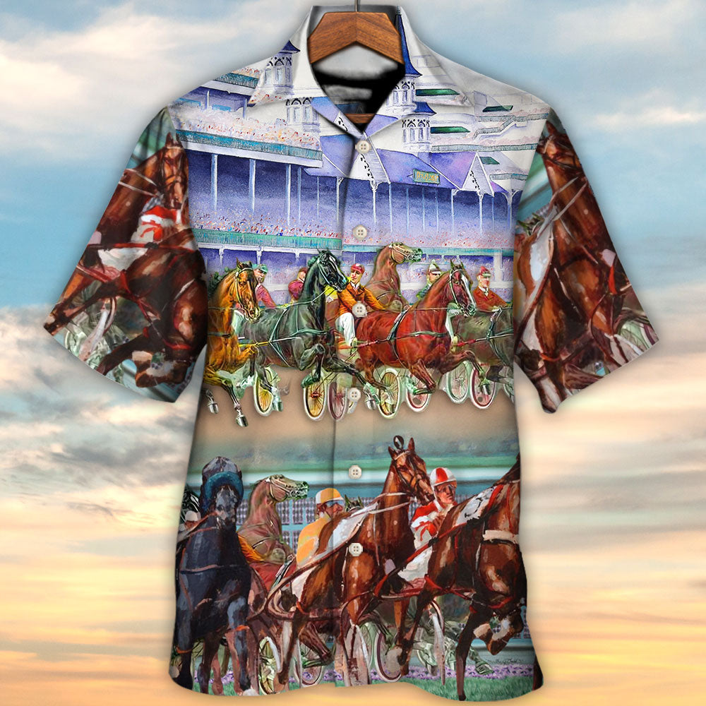 Harness Racing Horse Racing Horse Lover - Hawaiian Shirt - Owls Matrix LTD