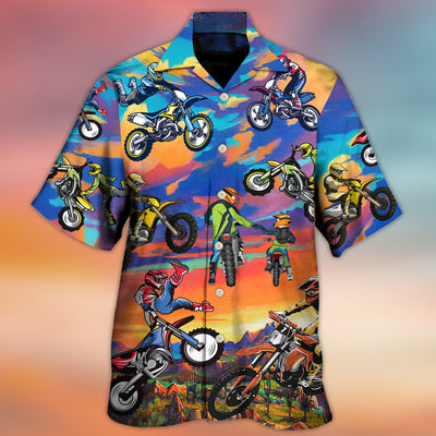 Motocross Lover Motorcycle Biker Art Style - Hawaiian Shirt - Owls Matrix LTD
