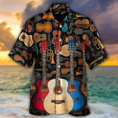Guitar Lover Happy Life With Music - Hawaiian Shirt - Owls Matrix LTD