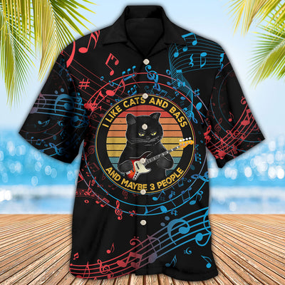 Guitar I Like Cats And Bass - Hawaiian Shirt - Owls Matrix LTD