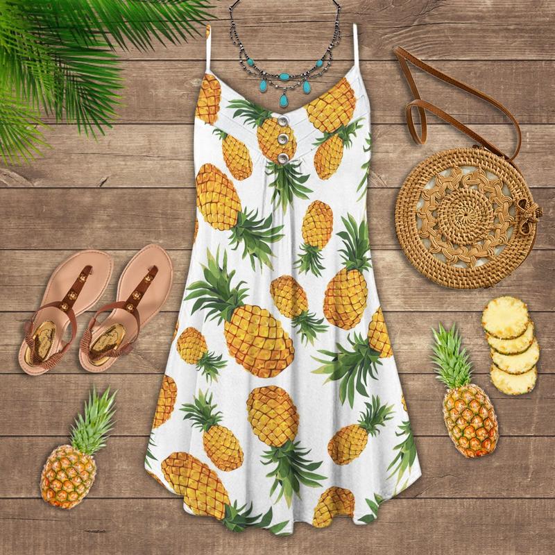 Fruit Pineapple Tropical Vibes Lover - Summer Dress - Owls Matrix LTD