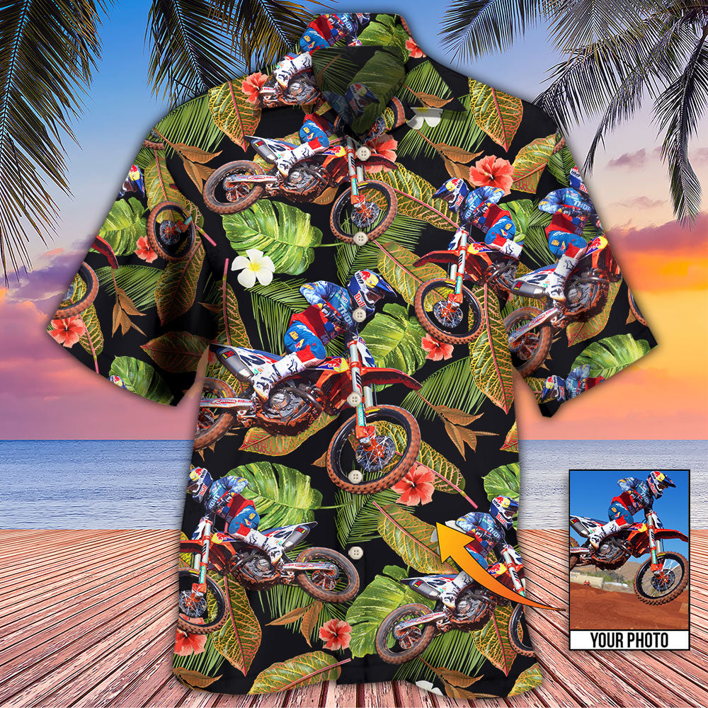 Motocross Tropical Flower Custom Photo - Hawaiian Shirt - Owls Matrix LTD