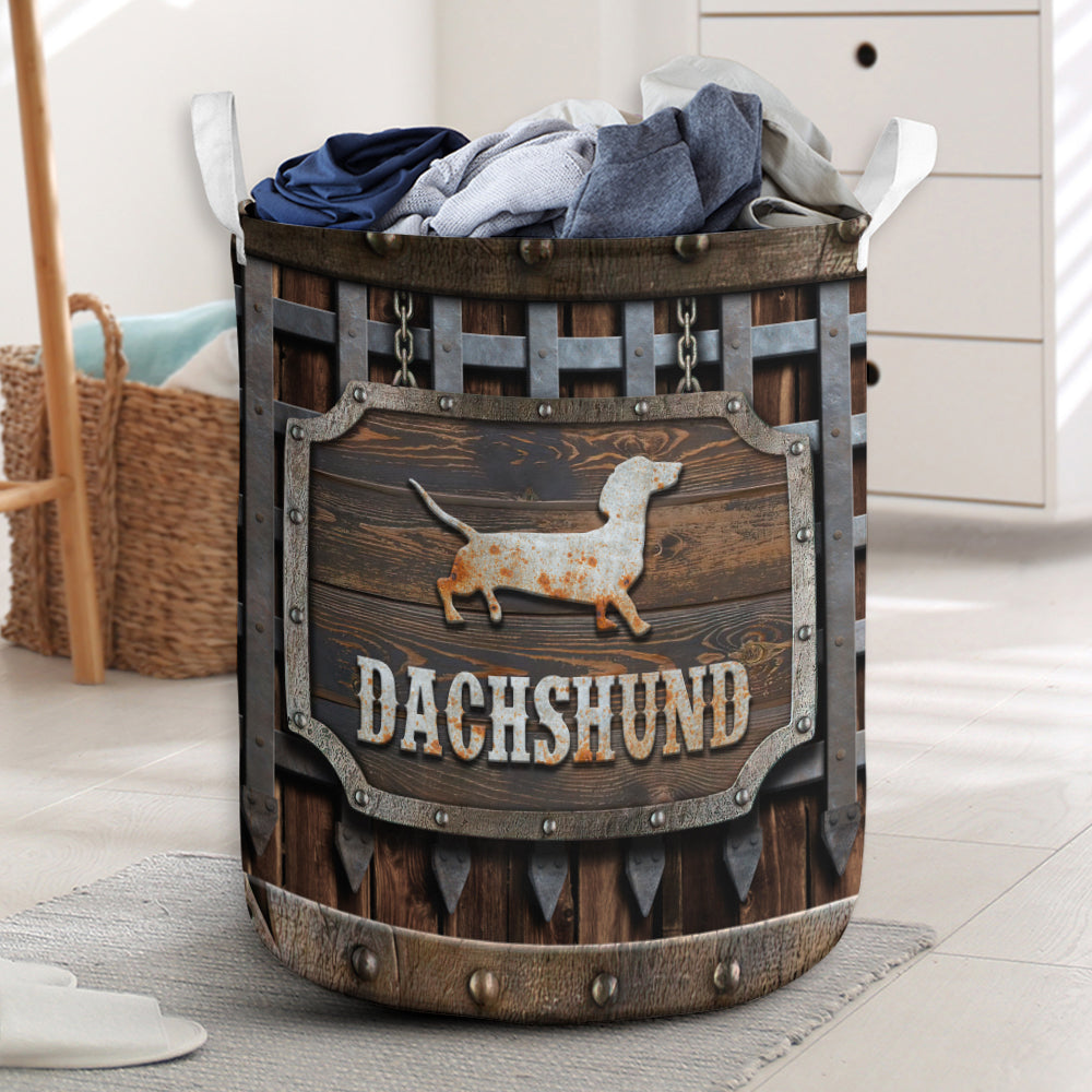 Dachshund Vintage Basic Style – Laundry Basket - Owls Matrix LTD