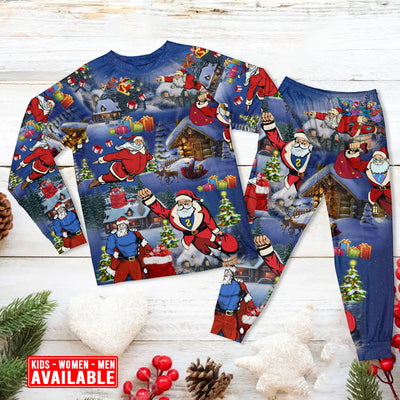 Christmas Flying Super Santa - Pajamas Long Sleeve - Owls Matrix LTD