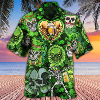 Skull St Patricks Day Art - Hawaiian Shirt - Owls Matrix LTD